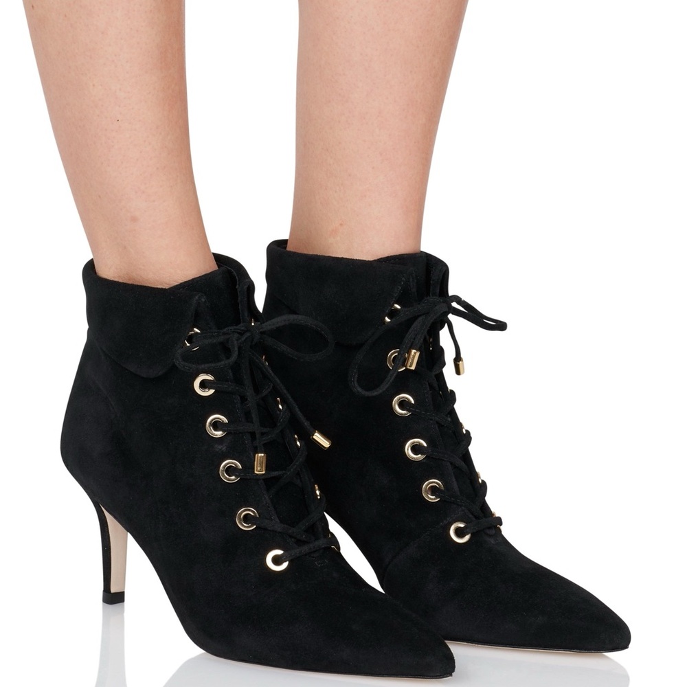 Ulla Johnson Black Suede Lace-Up Booties